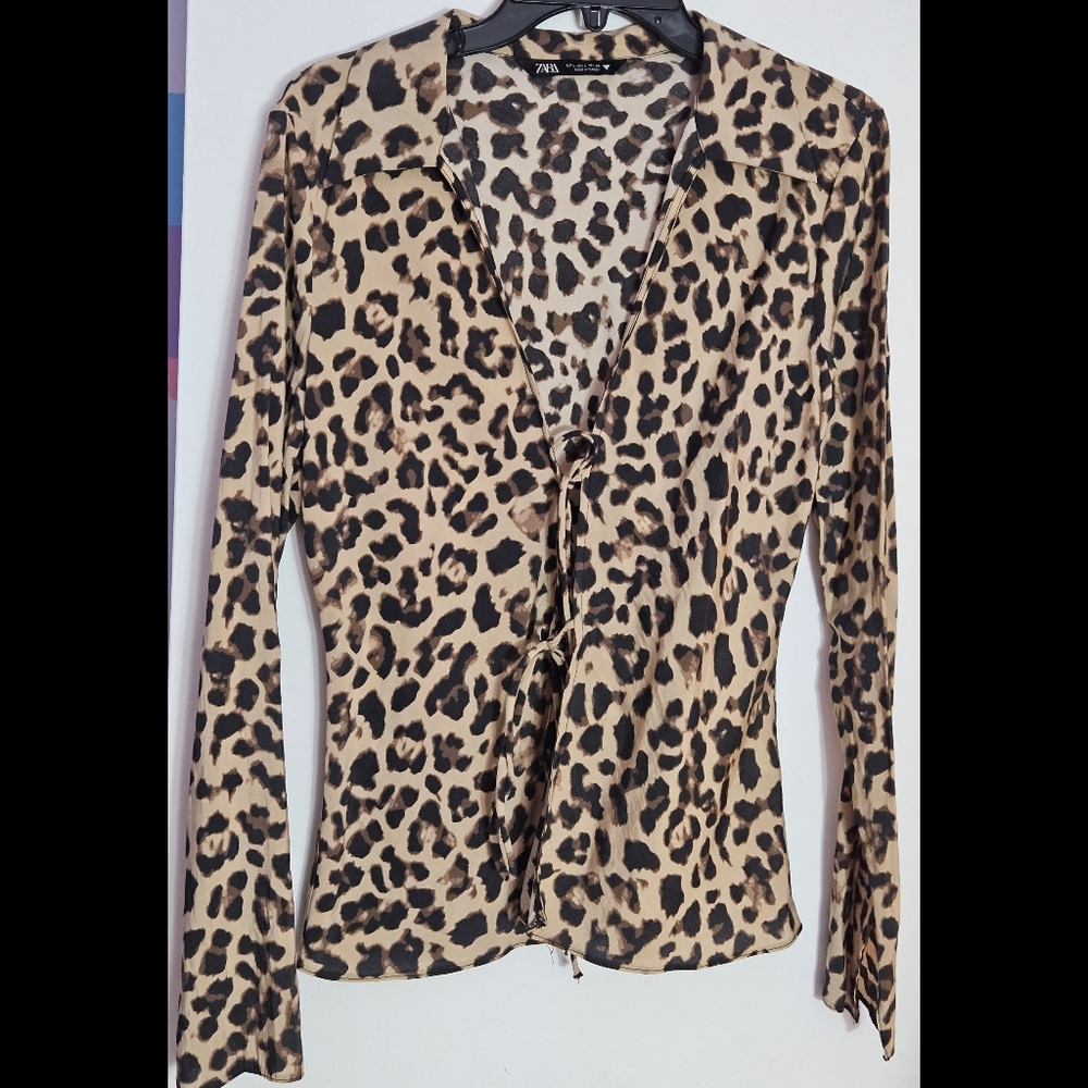 Front-tie Leopard Print Zara Blouse